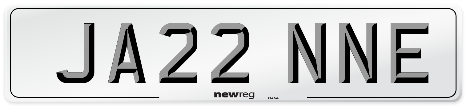 JA22 NNE Number Plate from New Reg
